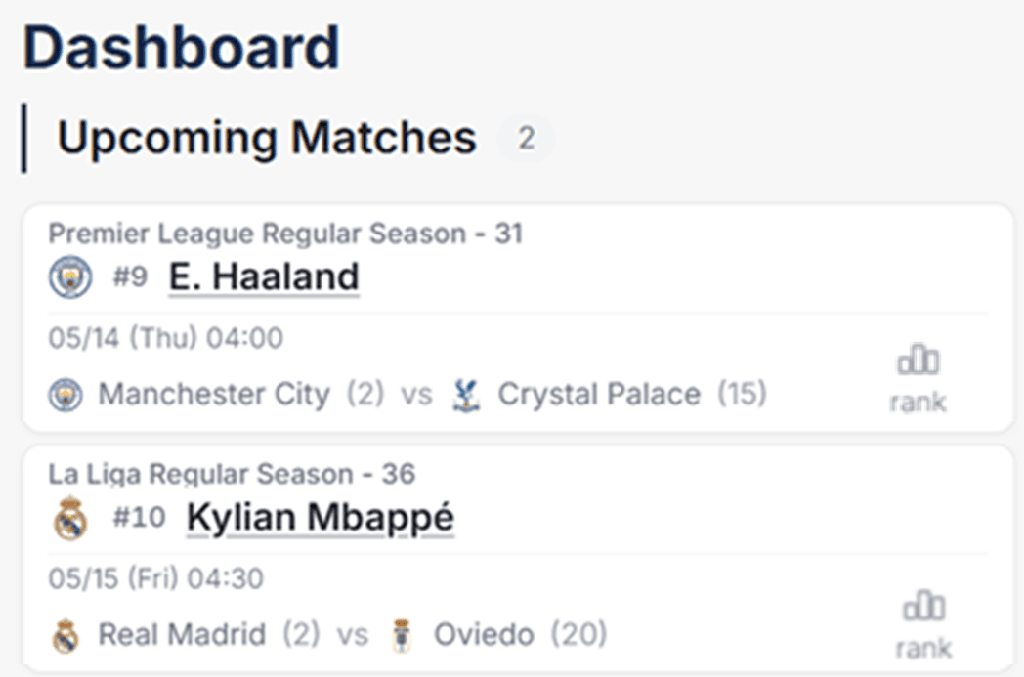 Upcoming Matches
